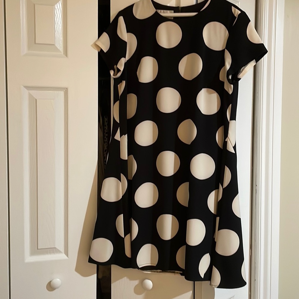 Black and cream polka dot dress